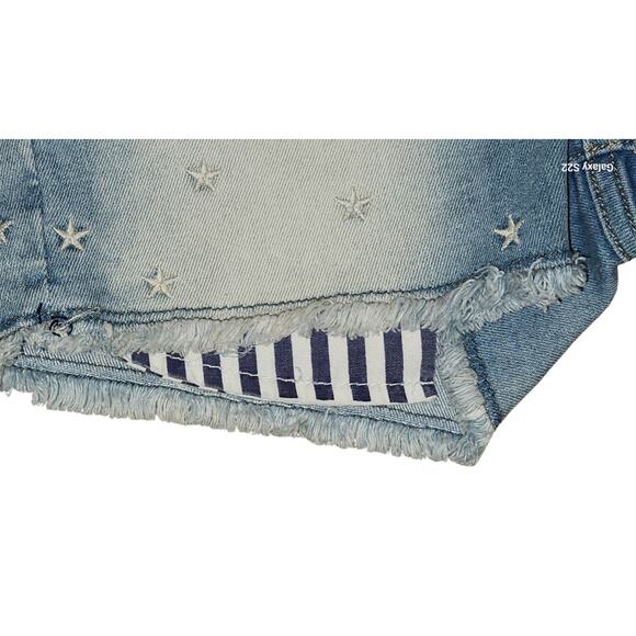 Miss Me Shorts Women 25 Blue Cut-Off Denim Fringe Embroidered Star Jeans NWT - Picture 3 of 7